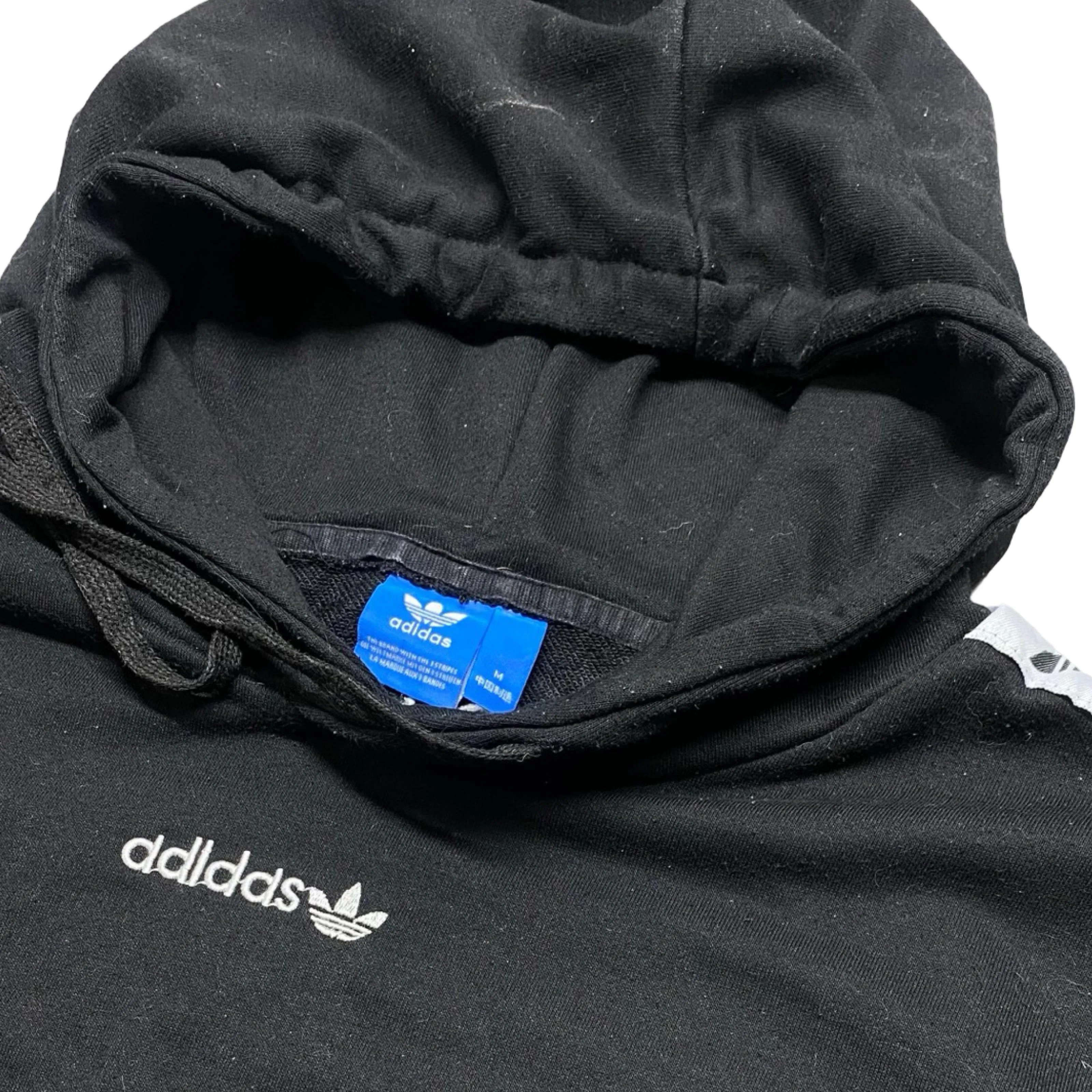 Adidas Originals Black Hoodie with Iconic Trefoil Branding | Medium