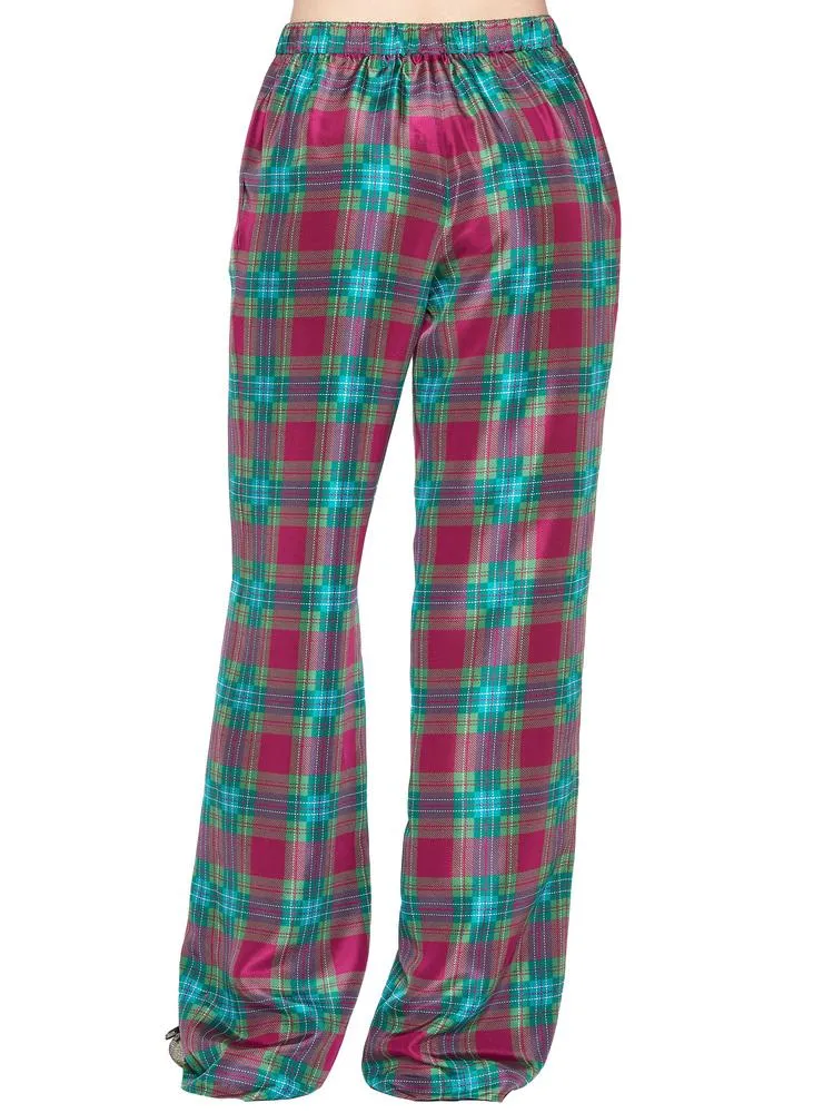 Alberta Ferretti Tartan Check Wide Legged Pants