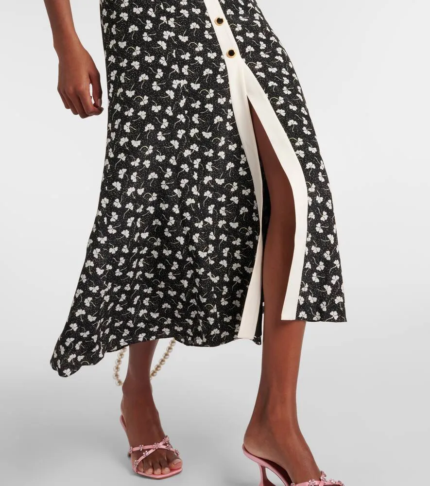 Alessandra Rich Bow-detail printed silk maxi dress