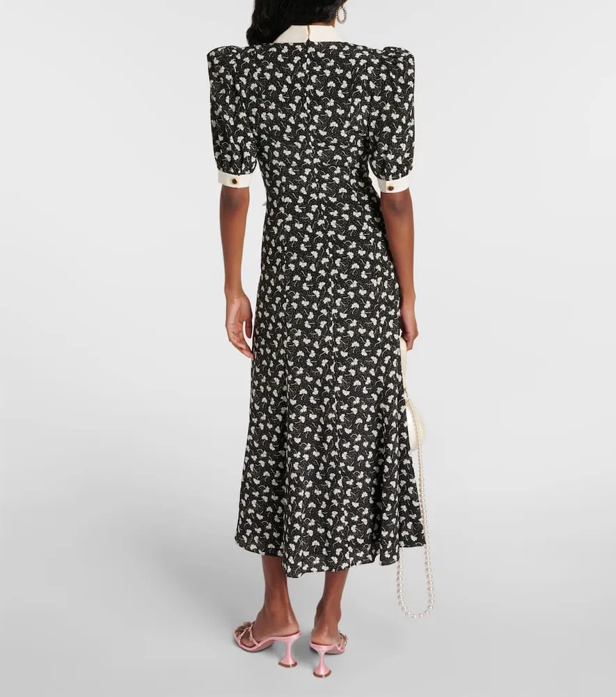 Alessandra Rich Bow-detail printed silk maxi dress