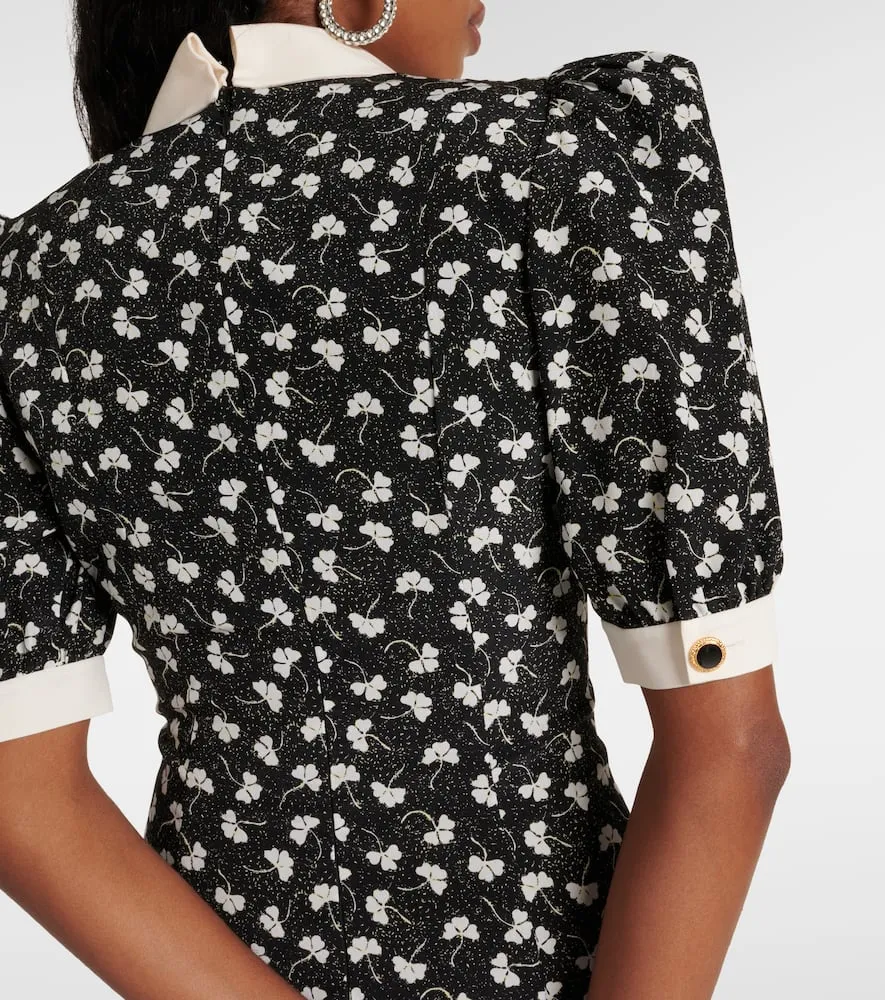 Alessandra Rich Bow-detail printed silk maxi dress
