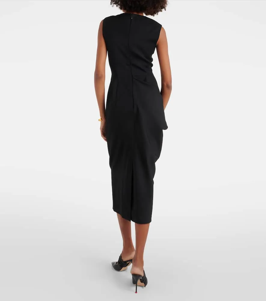Alexander McQueen Draped wool midi dress