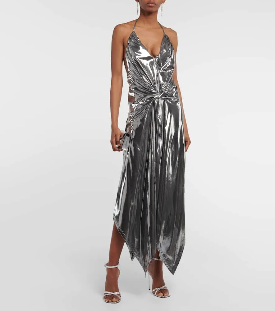 Alexandre Vauthier Halterneck metallic midi dress