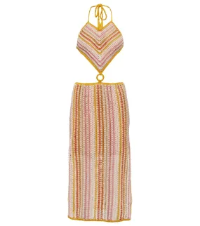 Anna Kosturova Ring halterneck crochet dress