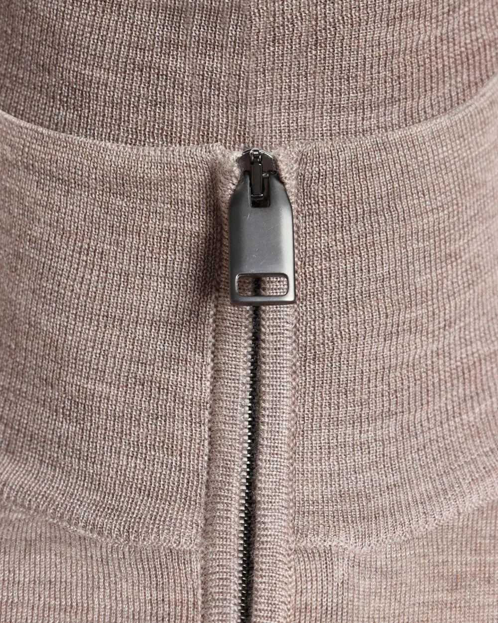 Beige Cashmere Blend Full Zip Sweater