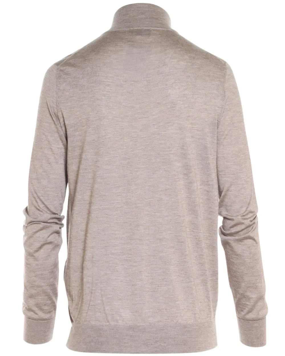 Beige Cashmere Blend Full Zip Sweater