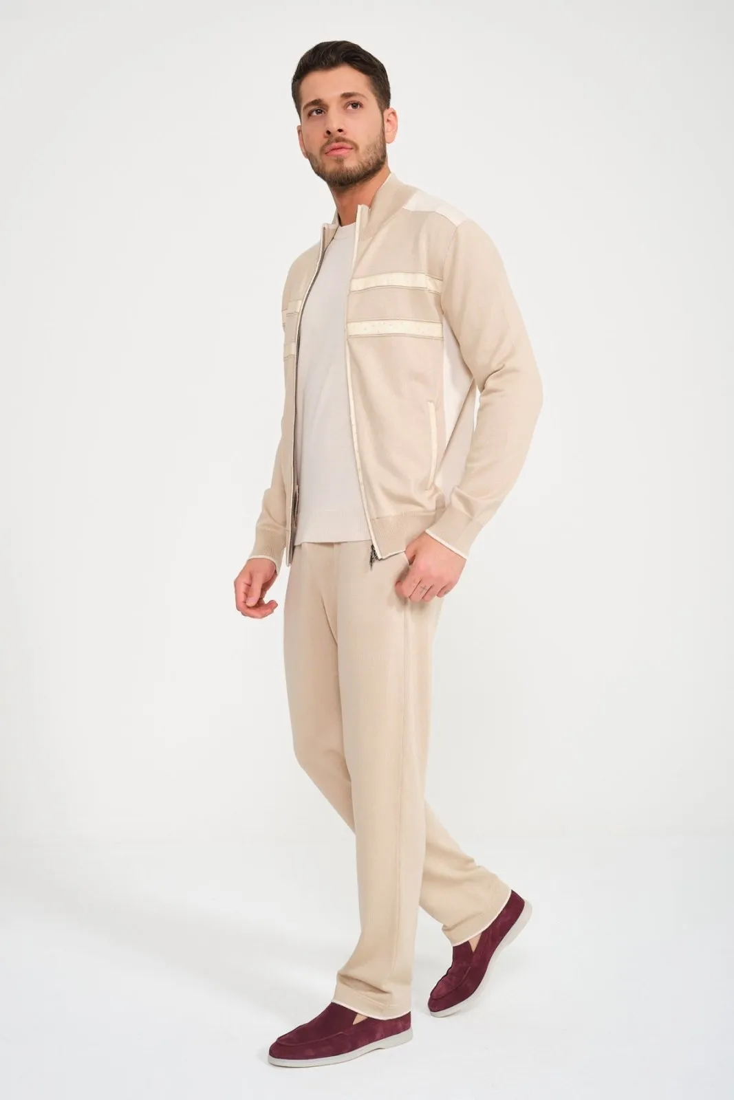 Beige Cashmere Suit & Pants Set