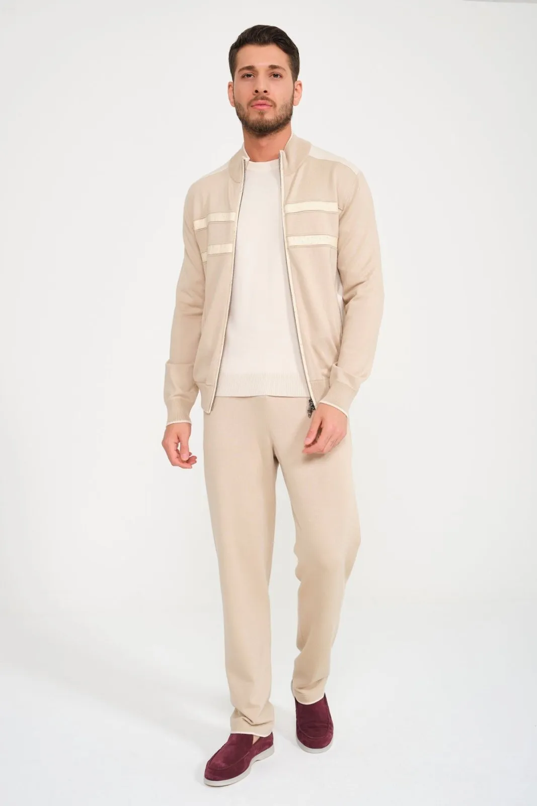 Beige Cashmere Suit & Pants Set