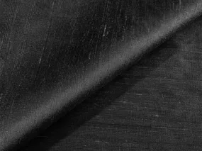 Black Plain Bangalore Raw Silk Fabric