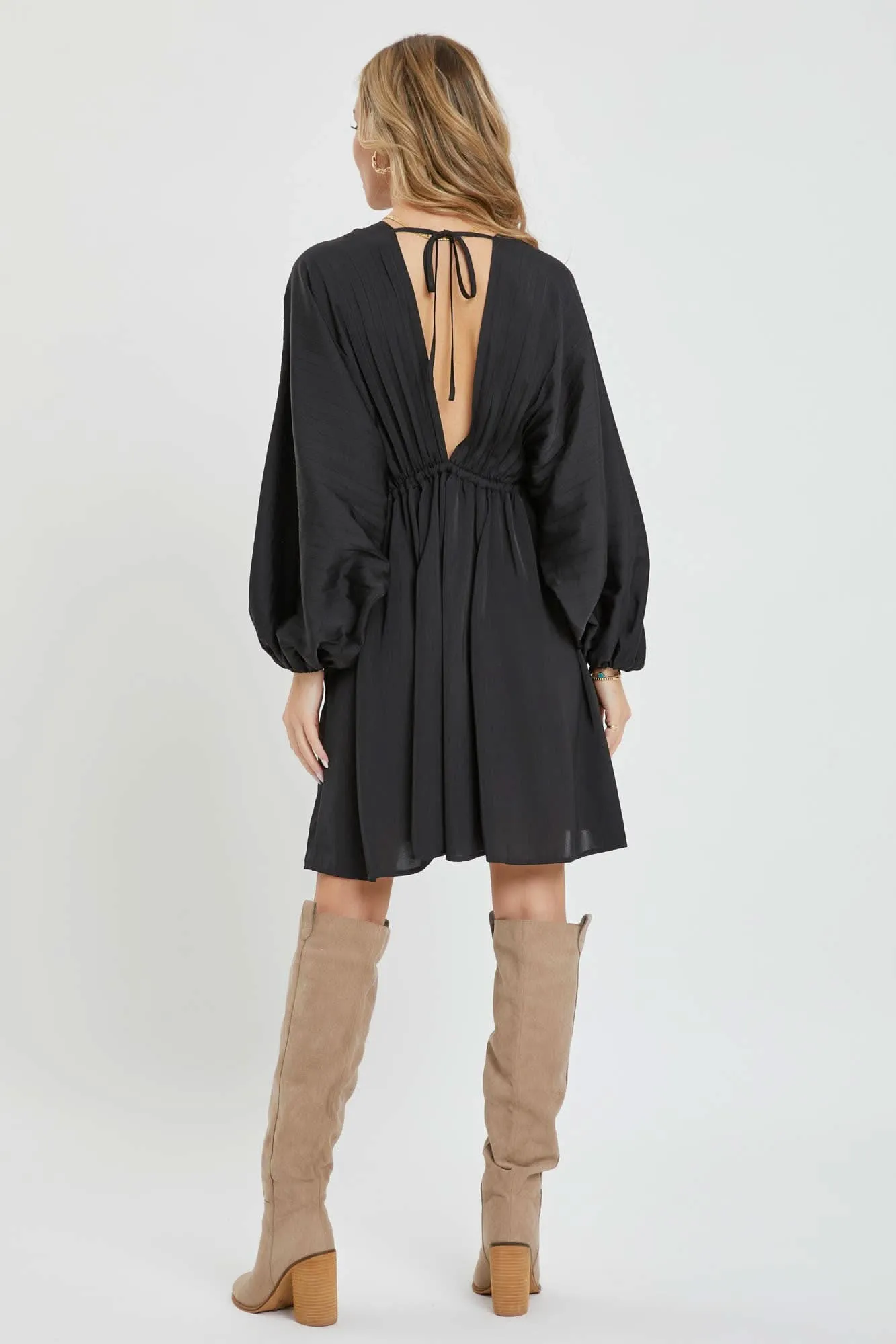Black Satin Midi Dress