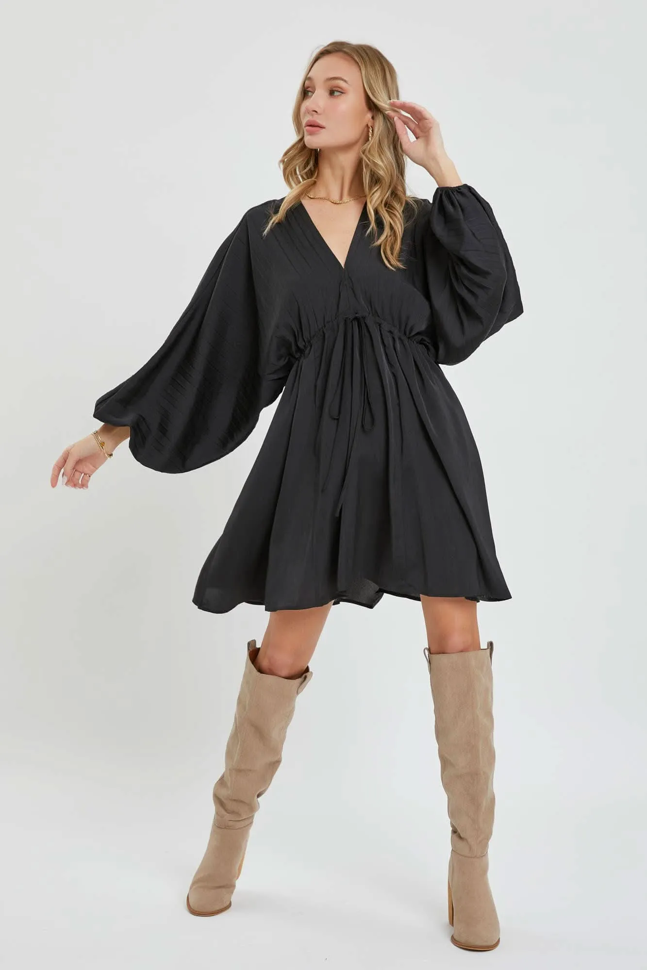 Black Satin Midi Dress