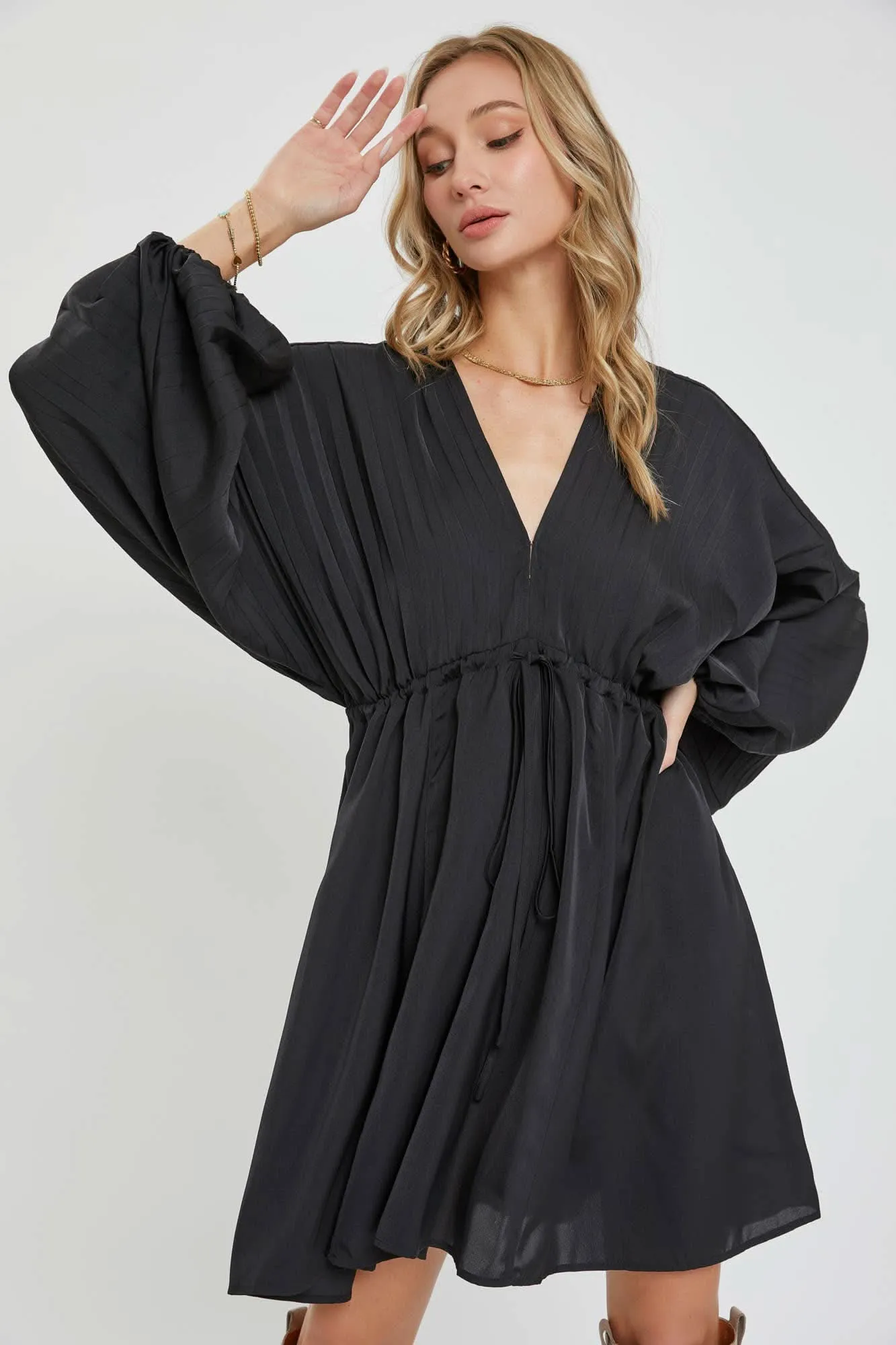 Black Satin Midi Dress
