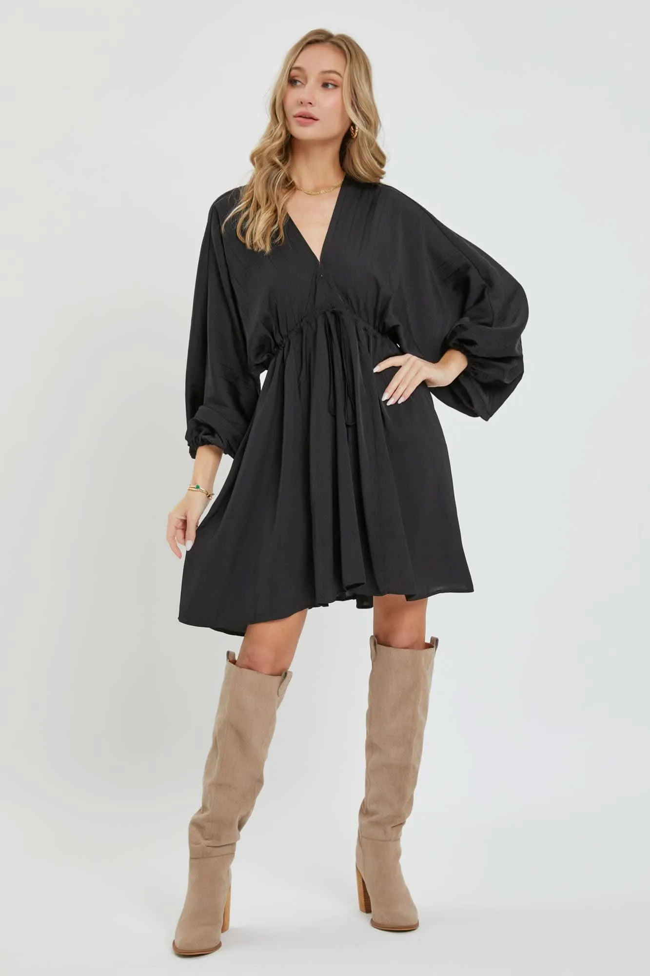 Black Satin Midi Dress