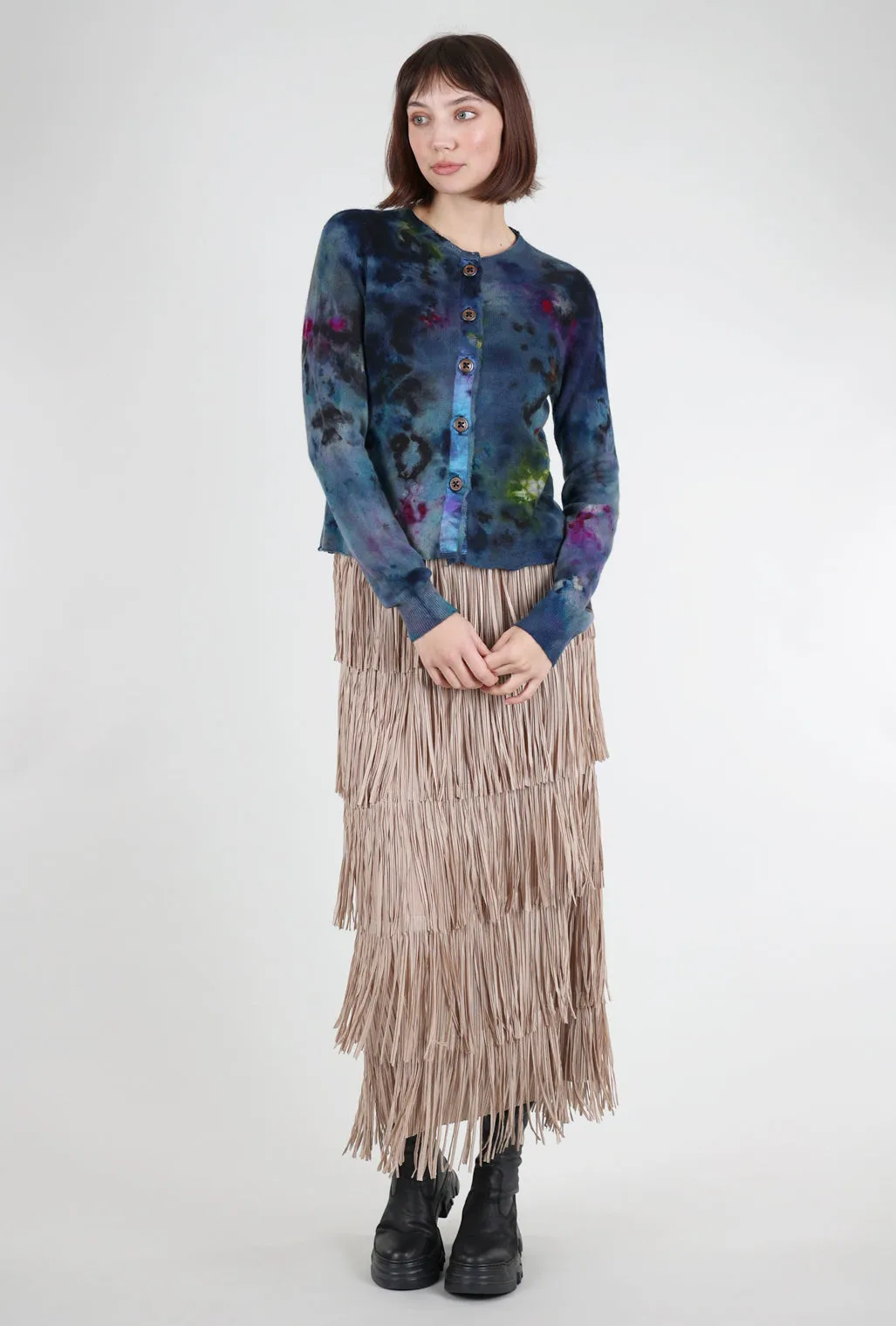 Blossoms/Skull Decon Cashmere Relax Cardie, Midnight Multi