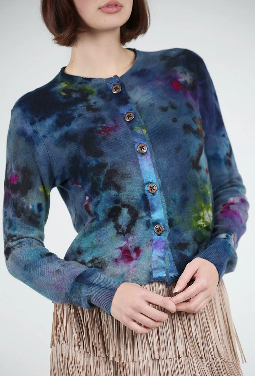 Blossoms/Skull Decon Cashmere Relax Cardie, Midnight Multi