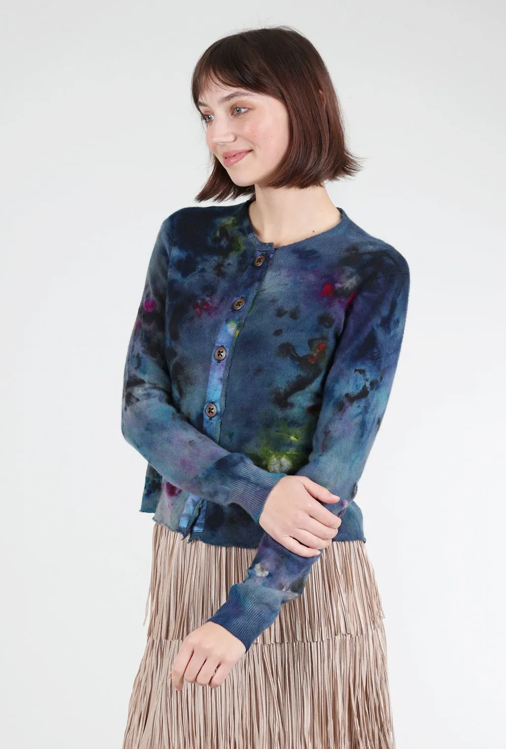 Blossoms/Skull Decon Cashmere Relax Cardie, Midnight Multi