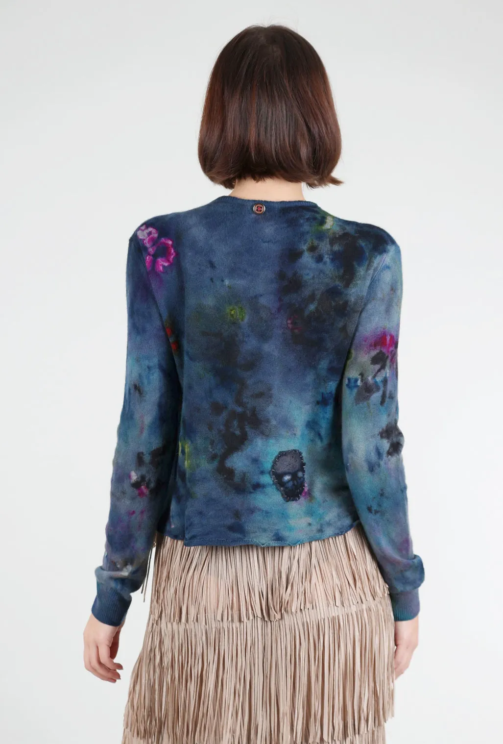 Blossoms/Skull Decon Cashmere Relax Cardie, Midnight Multi