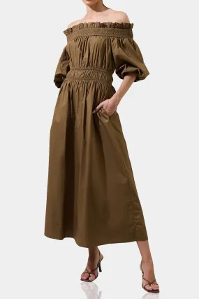 Brown Off Shoulder Dress