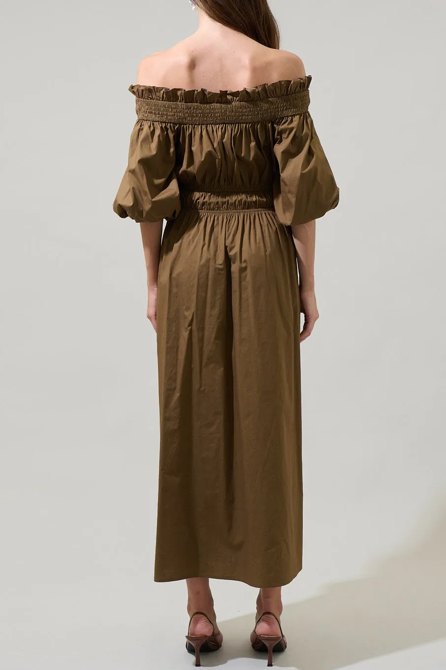 Brown Off Shoulder Dress