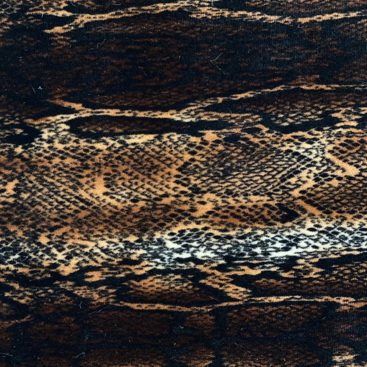 Brown Snake Skin Printed Stretch Velvet Fabric