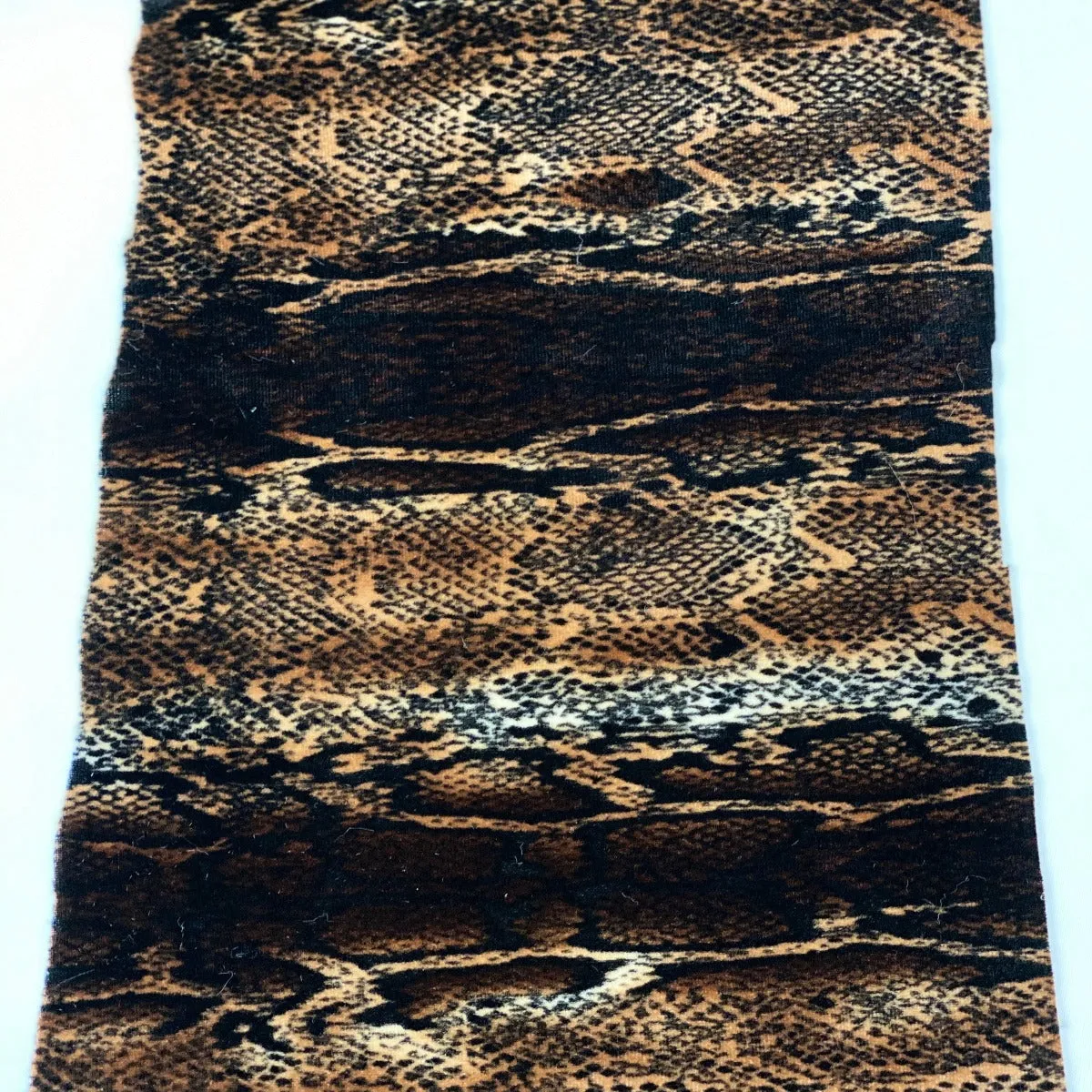 Brown Snake Skin Printed Stretch Velvet Fabric
