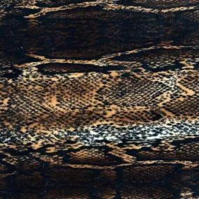 Brown Snake Skin Printed Stretch Velvet Fabric
