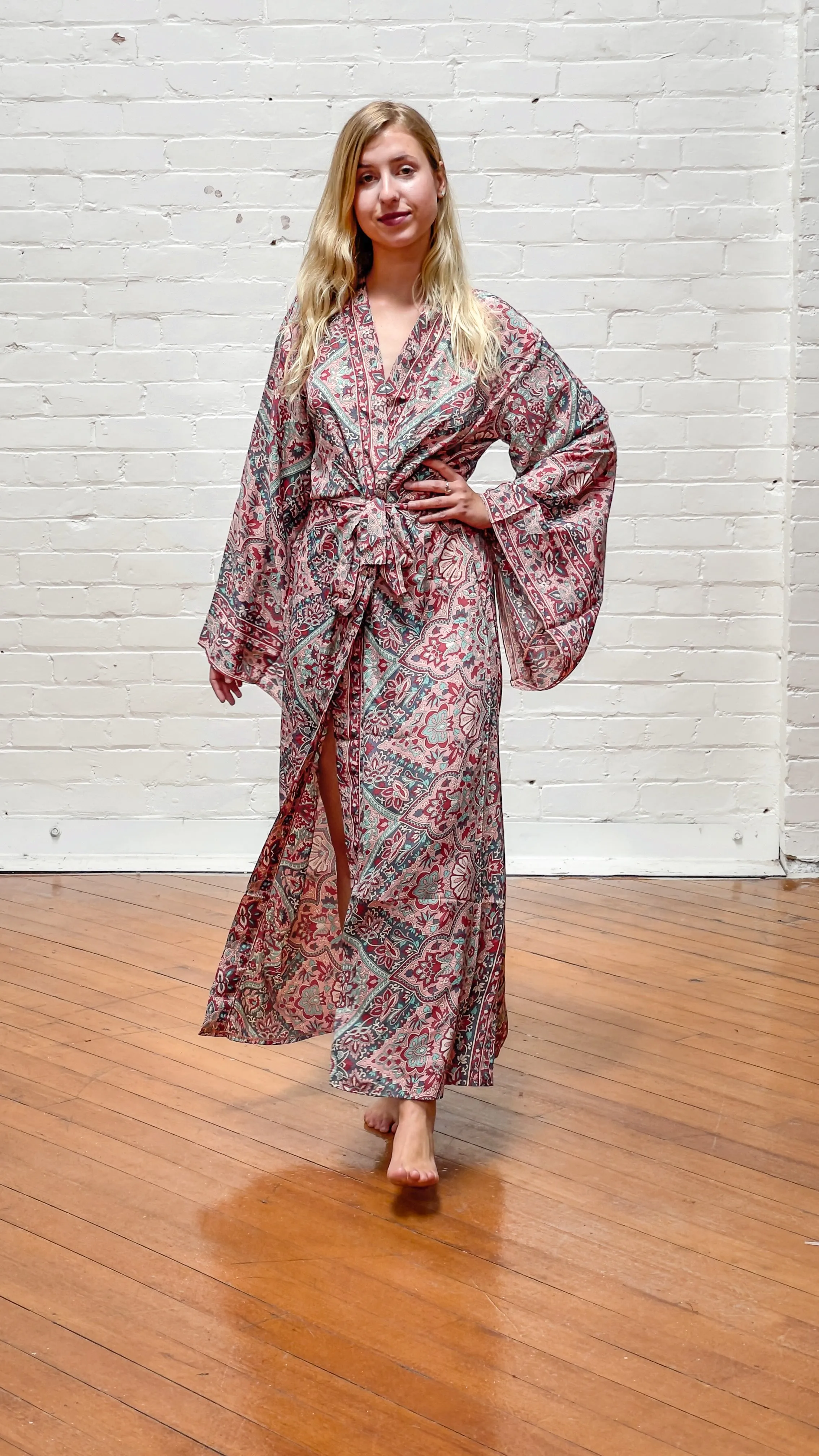Celeste Silky Tile Kimono