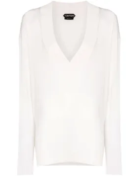 Chalk Cashmere V Neck Sweater