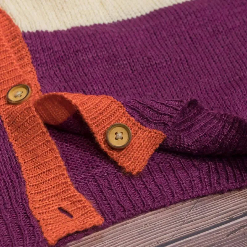Colorblock Petite Knit Cardigan Sweater