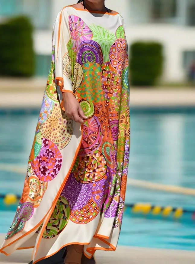 Colorful bohemian batsleeve beach dress