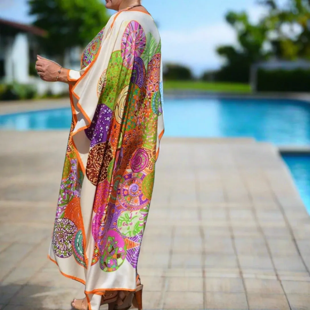 Colorful bohemian batsleeve beach dress