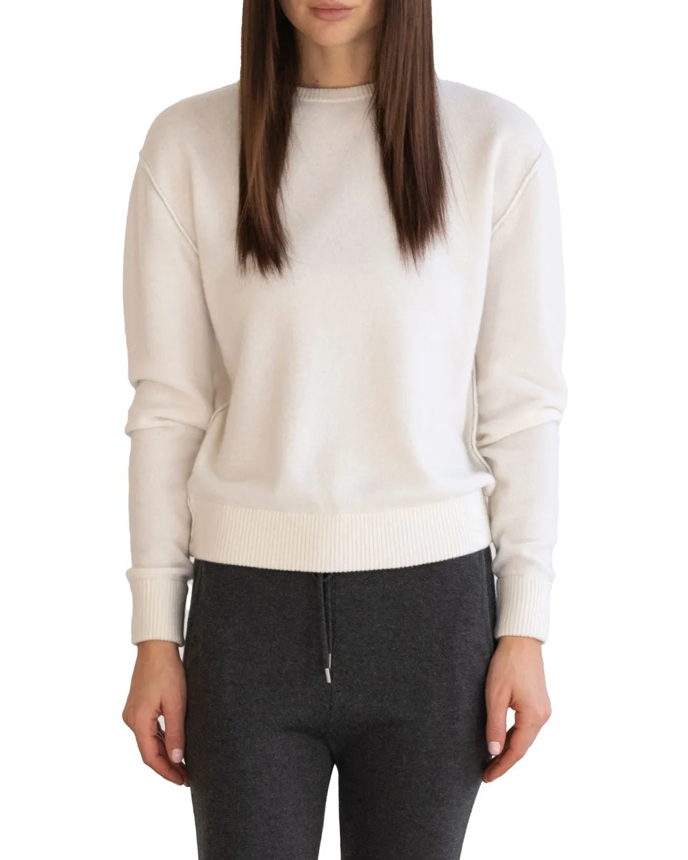 Cream Benny Medium Weight Cashmere Pullover