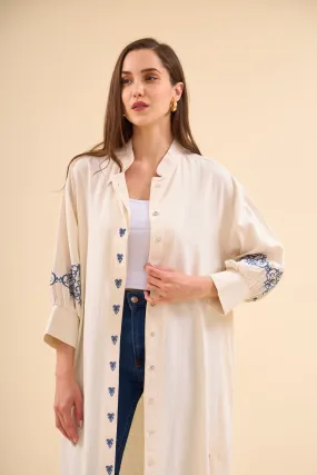 Cream-blue Dress - Kimono