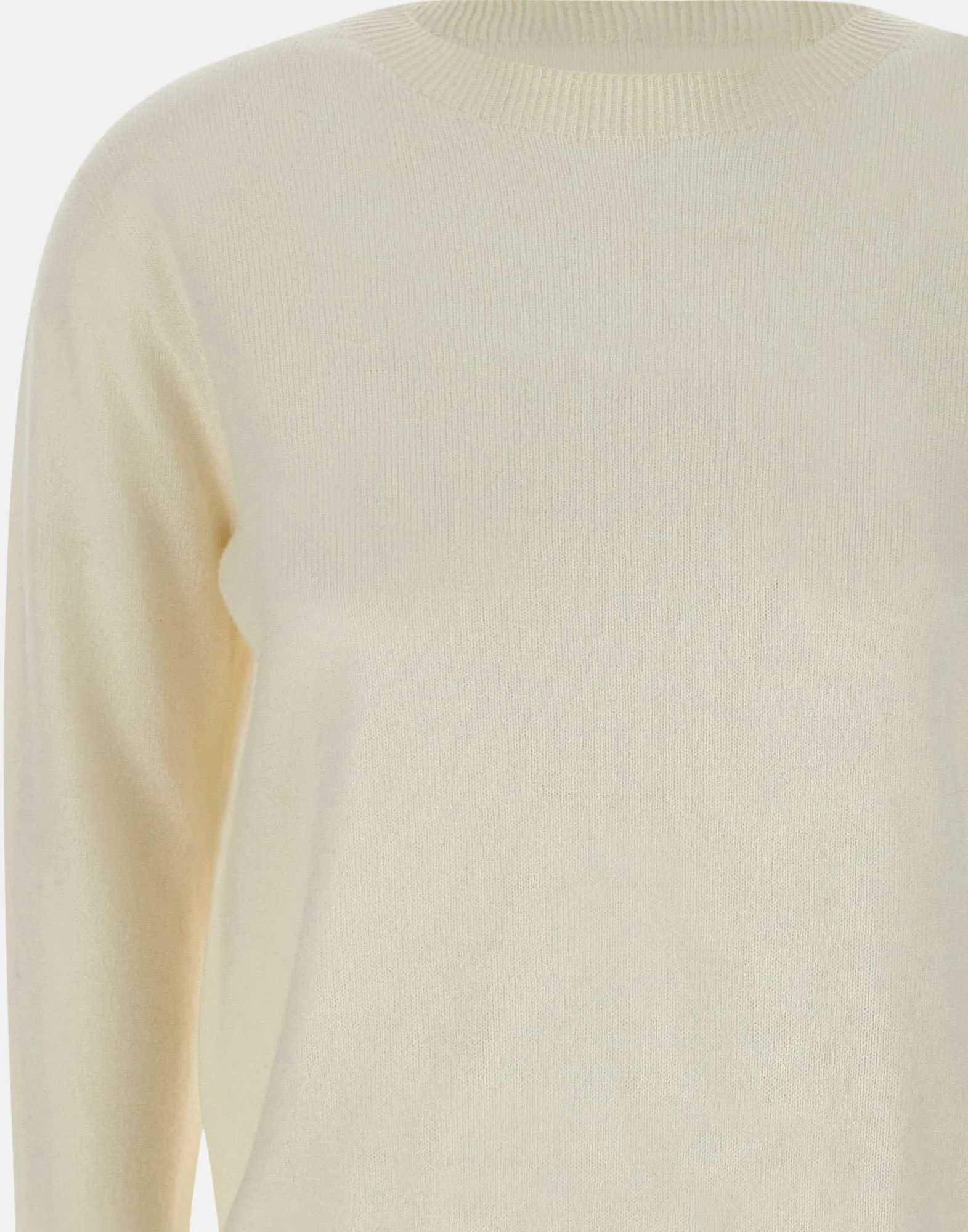 Cream Cashmere Sweater with Side Slits