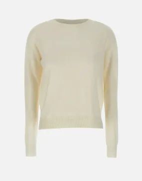 Cream Cashmere Sweater with Side Slits