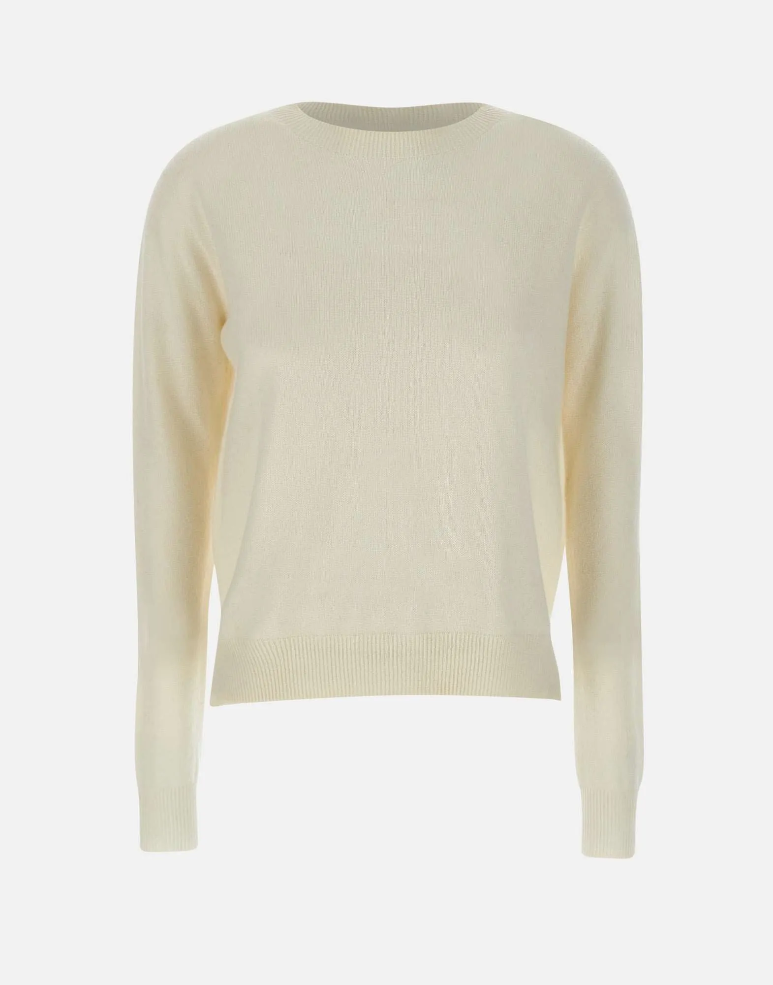 Cream Cashmere Sweater with Side Slits