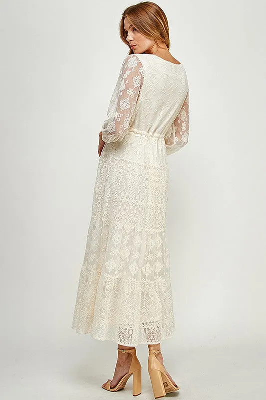 Cream Lace Midi Dress