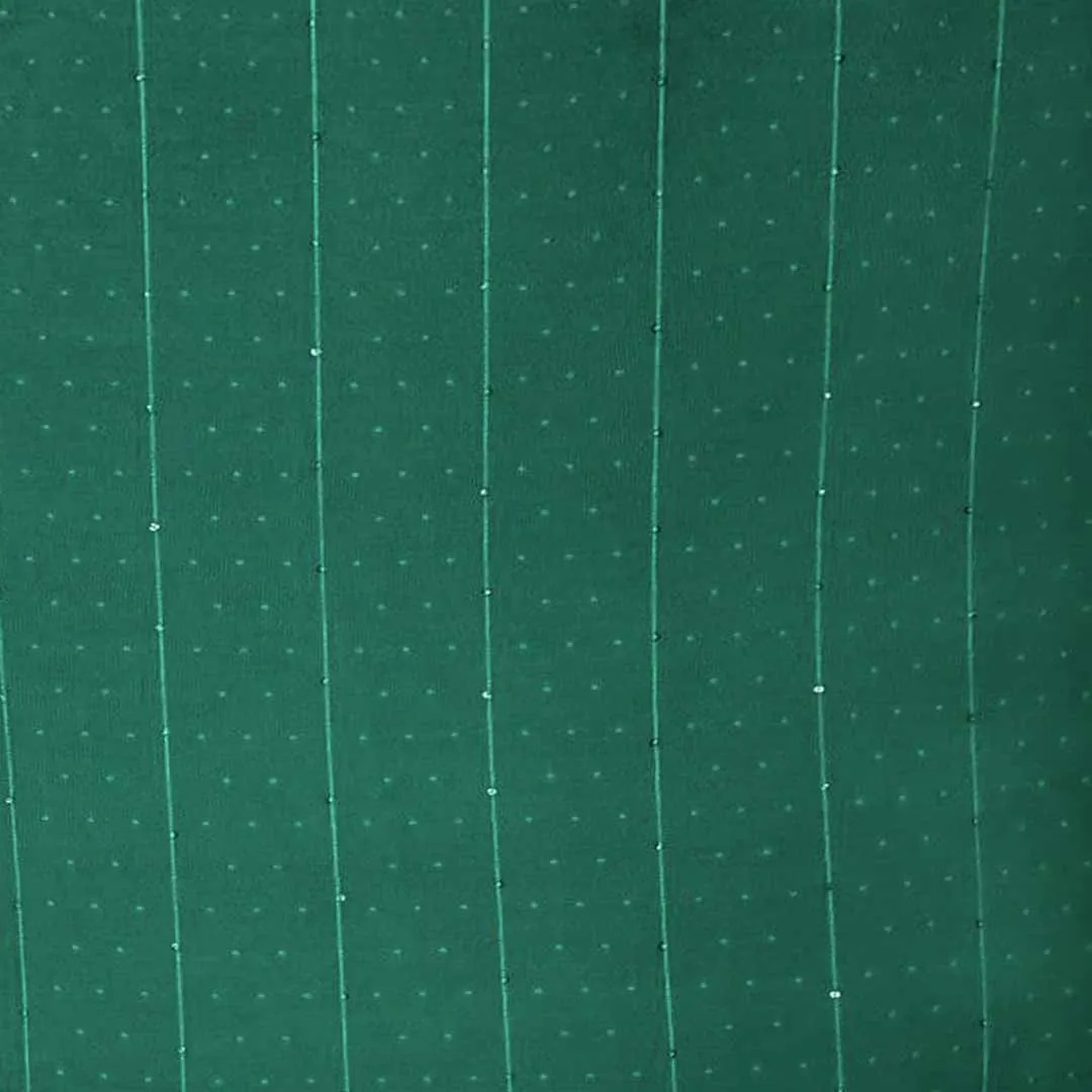 Dark Green Stripes Butti Rangila Sequence Silk Fabric