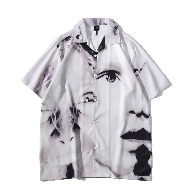 Dark Icon Vintage Street Men's Shirts Short Sleeve Summer Thin Material Hawaiian Shirt