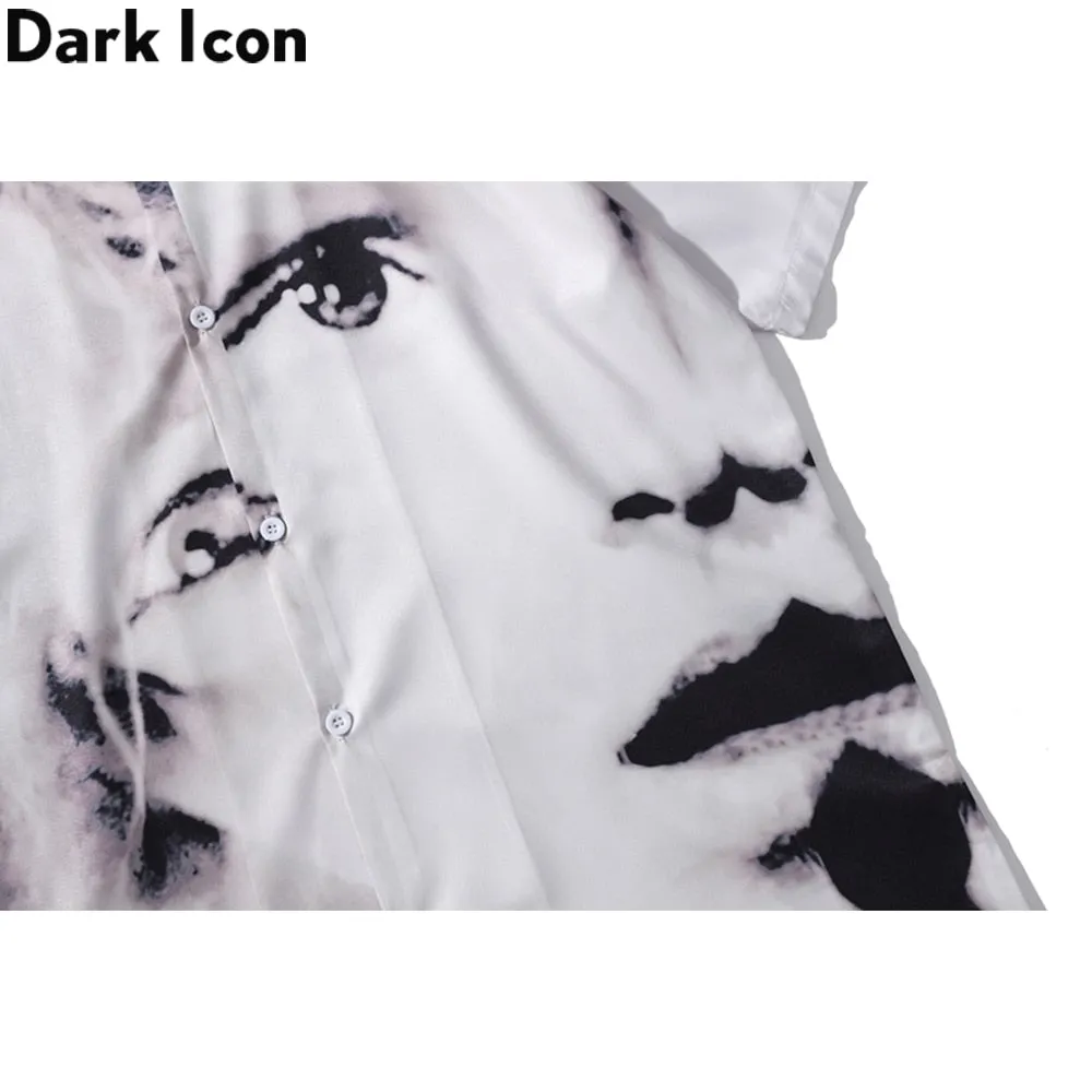 Dark Icon Vintage Street Men's Shirts Short Sleeve Summer Thin Material Hawaiian Shirt