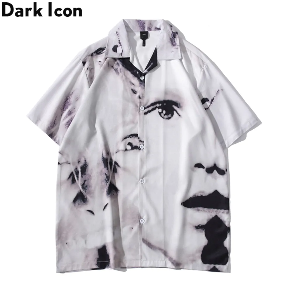Dark Icon Vintage Street Men's Shirts Short Sleeve Summer Thin Material Hawaiian Shirt
