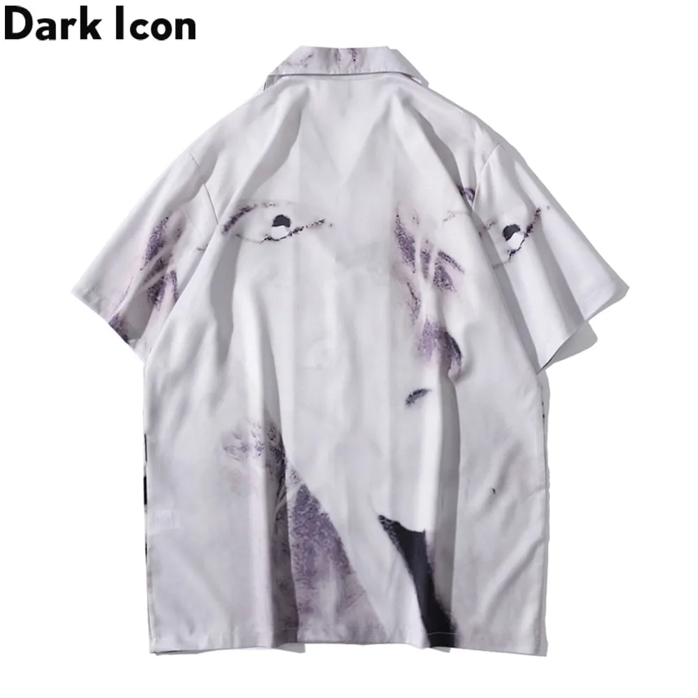 Dark Icon Vintage Street Men's Shirts Short Sleeve Summer Thin Material Hawaiian Shirt