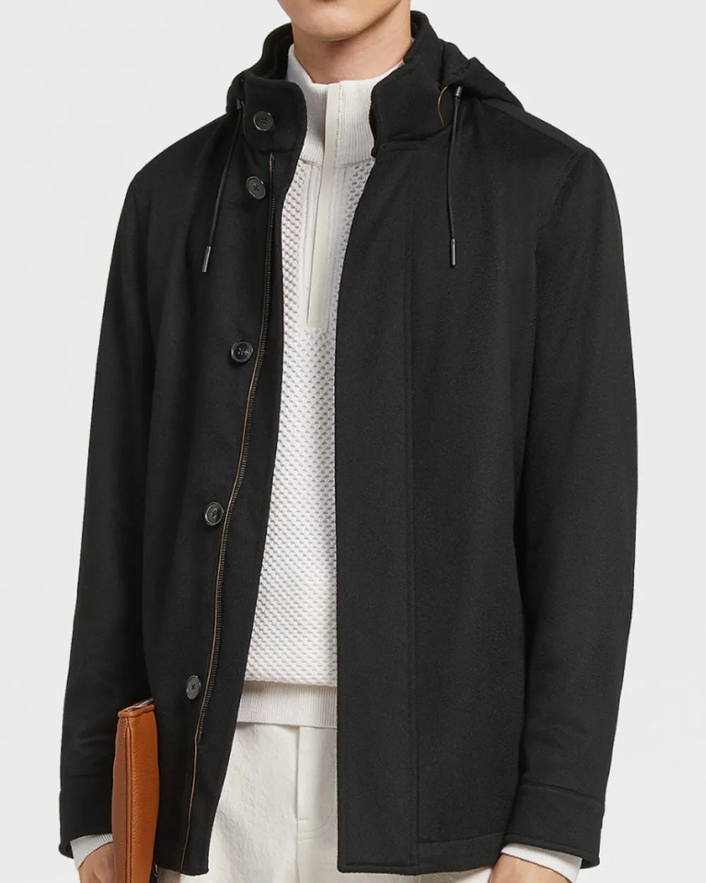 Dark Navy Oasi Cashmere Hooded Jacket