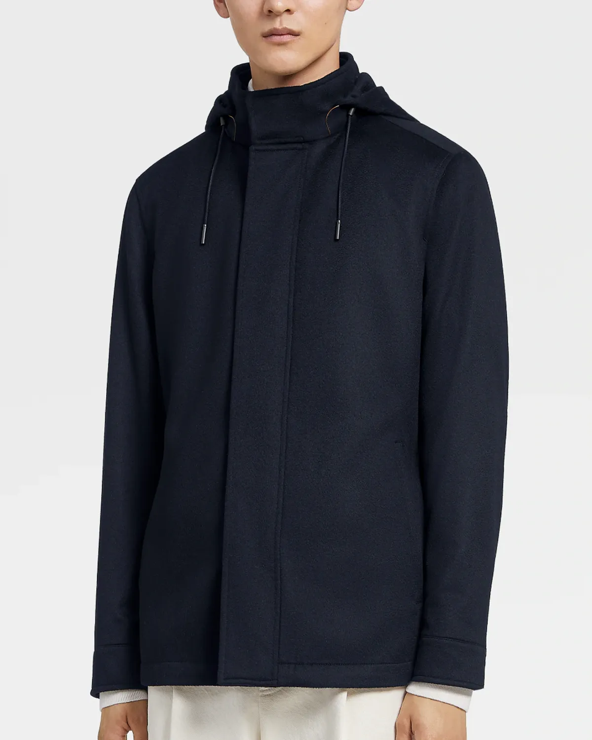 Dark Navy Oasi Cashmere Hooded Jacket