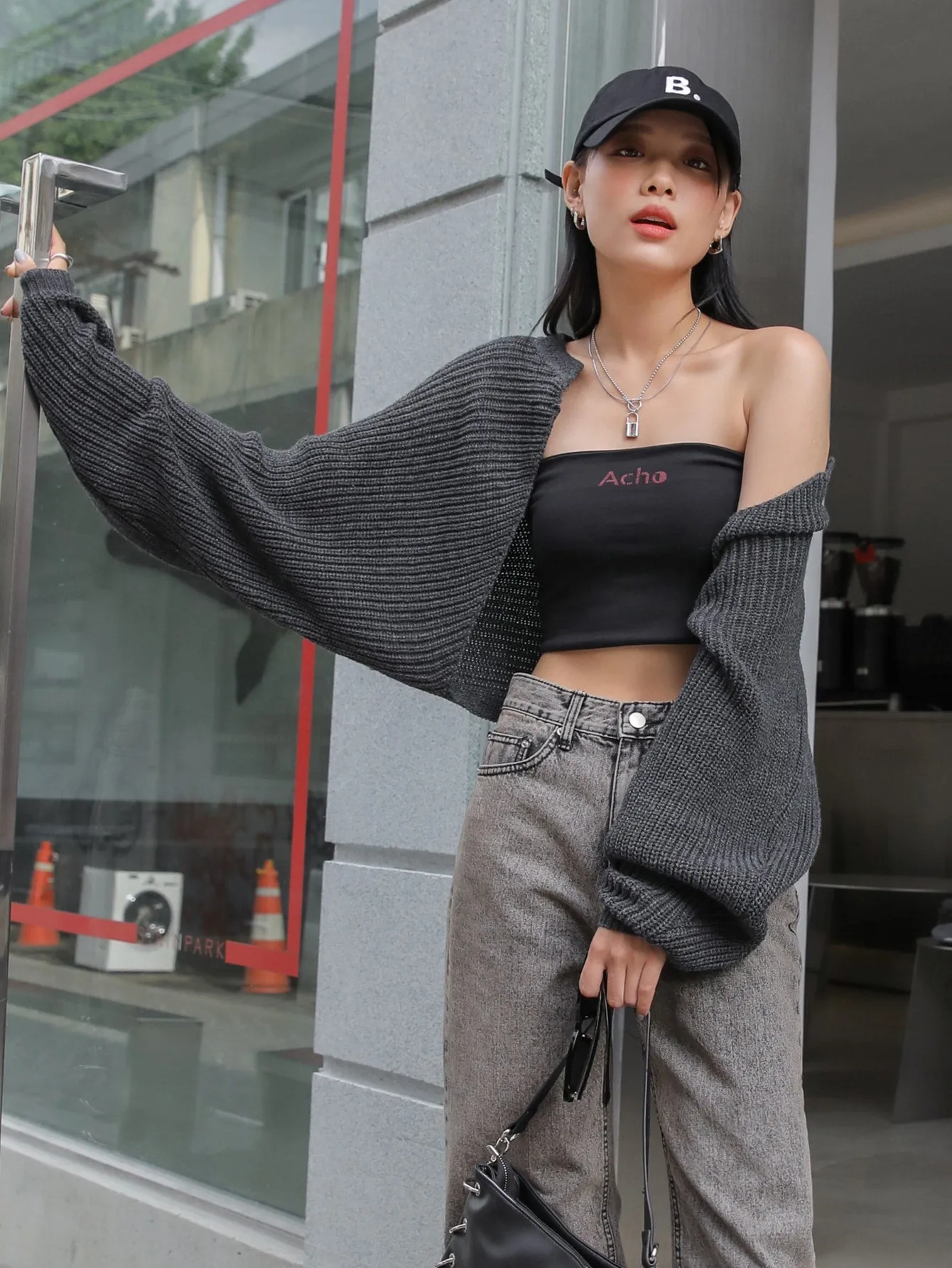 DAZY Open Front Batwing Sleeve Cardigan