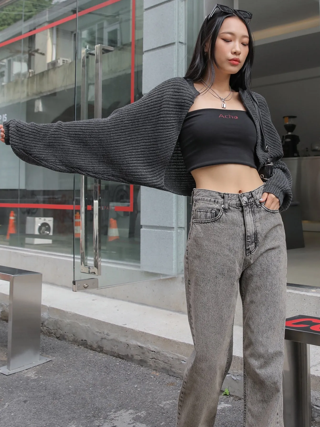 DAZY Open Front Batwing Sleeve Cardigan