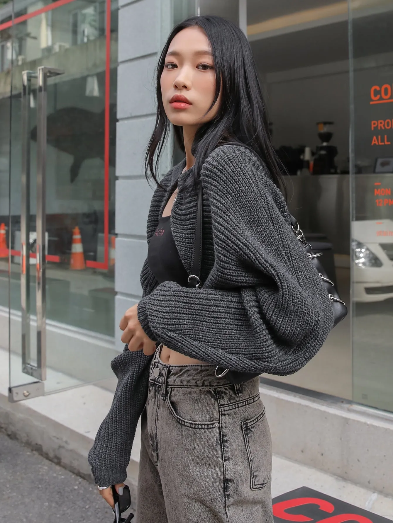 DAZY Open Front Batwing Sleeve Cardigan