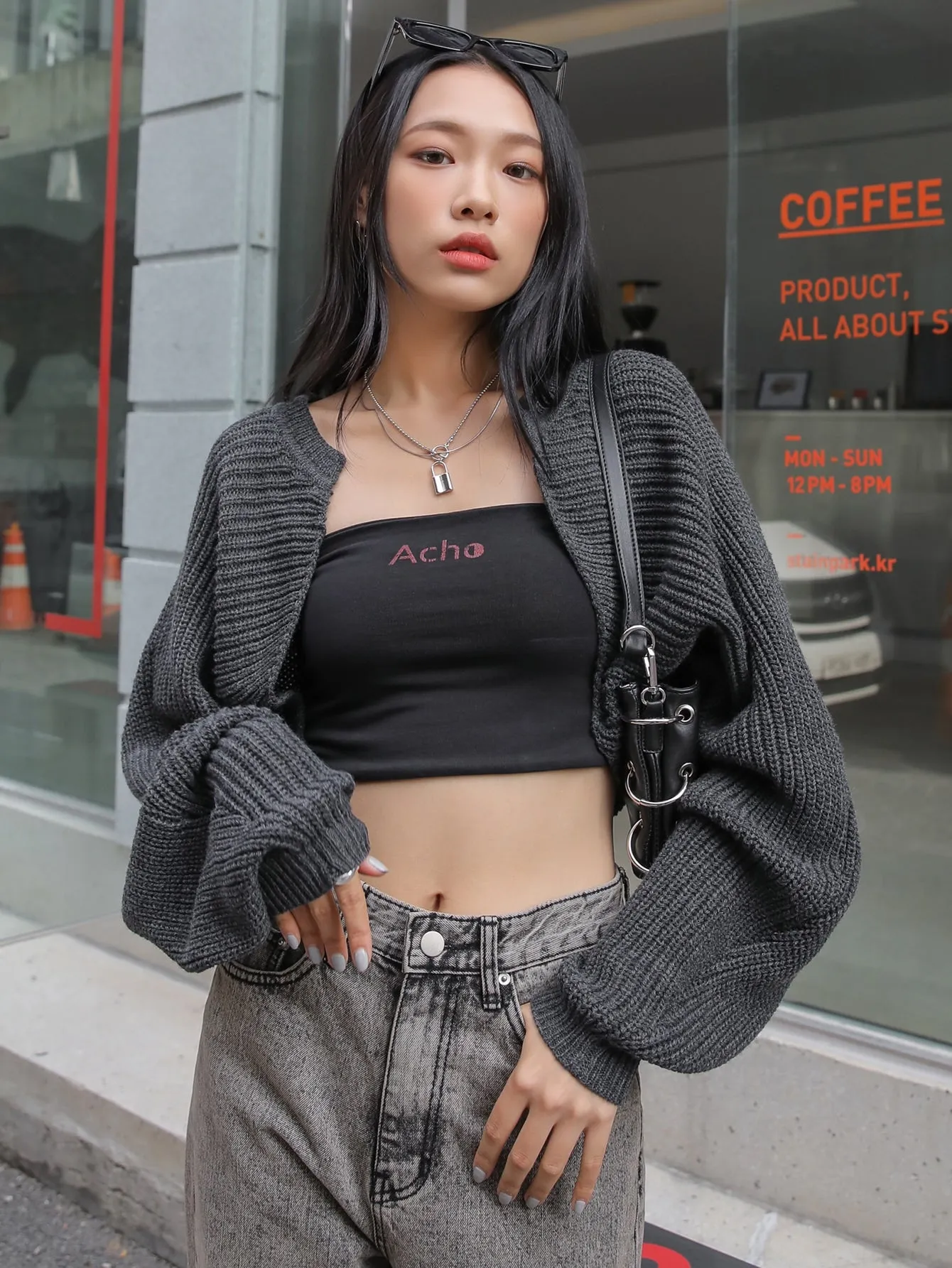 DAZY Open Front Batwing Sleeve Cardigan