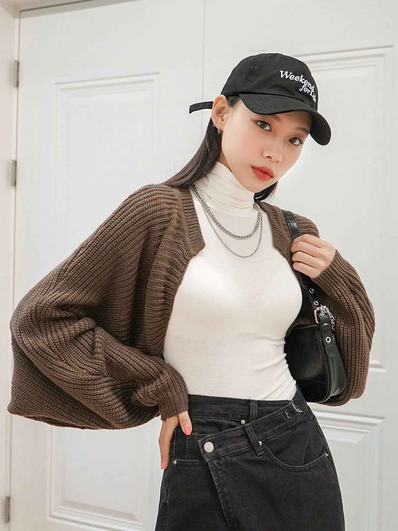 DAZY Open Front Batwing Sleeve Cardigan