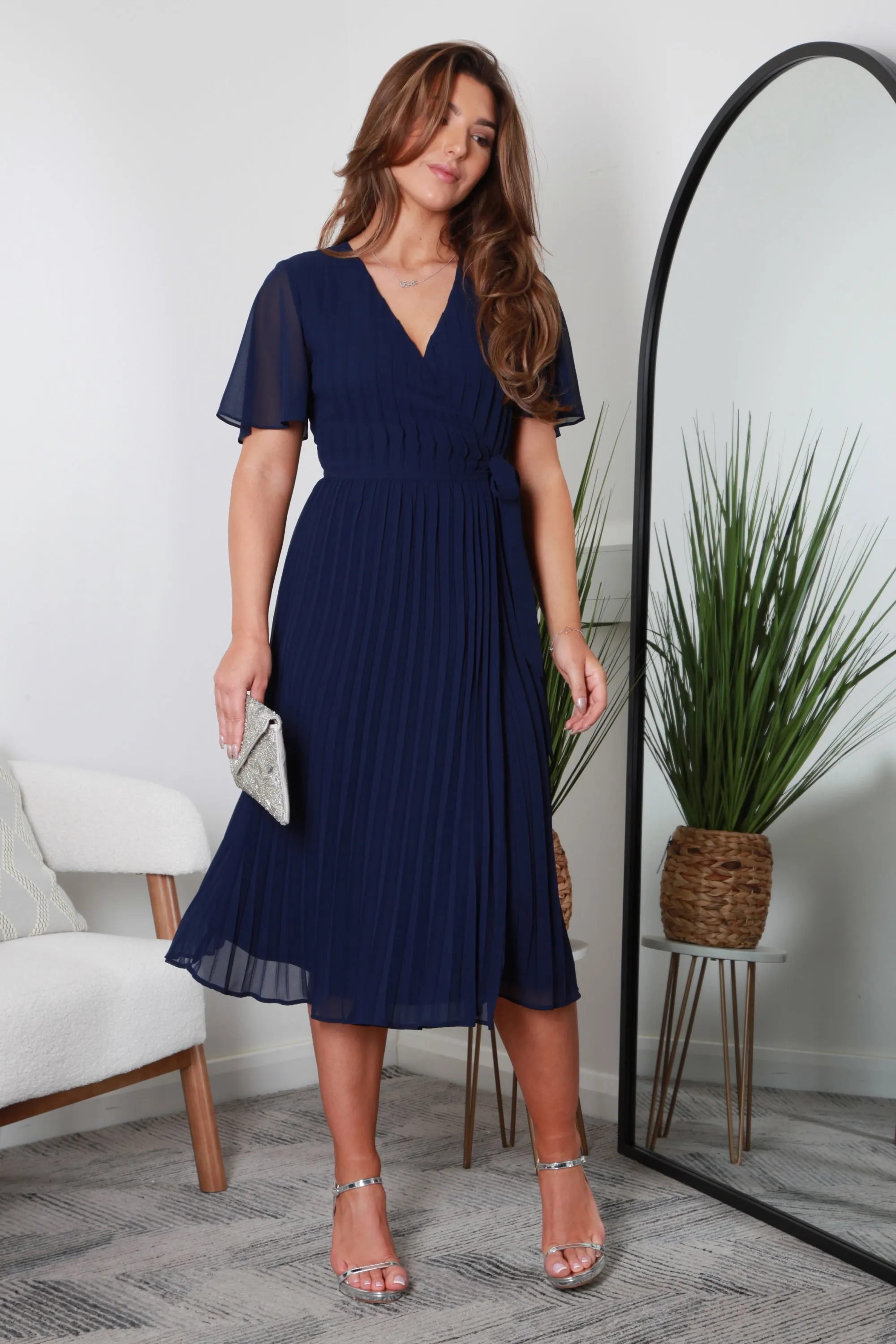Double Second Pleated True Wrap Dress
